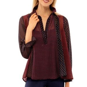 Gretchen‎ Scott Seamed Long Sleeve Button Chiffon Top - Foulardio